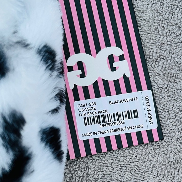 NWT Gilda Paris Black & White Fur Mini Backpack - Picture 3 of 3